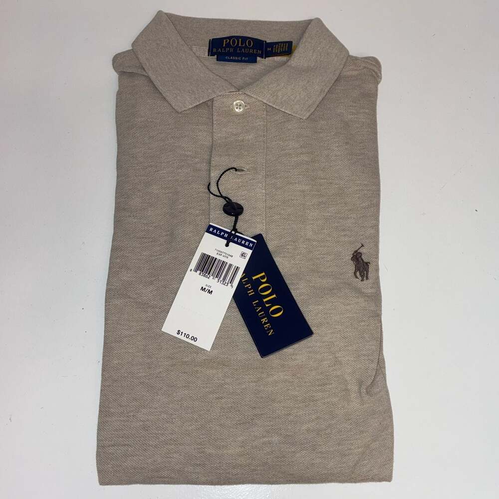 Polo Ralph Lauren Classic Fit Mesh Polo Shirt Heather Taupe